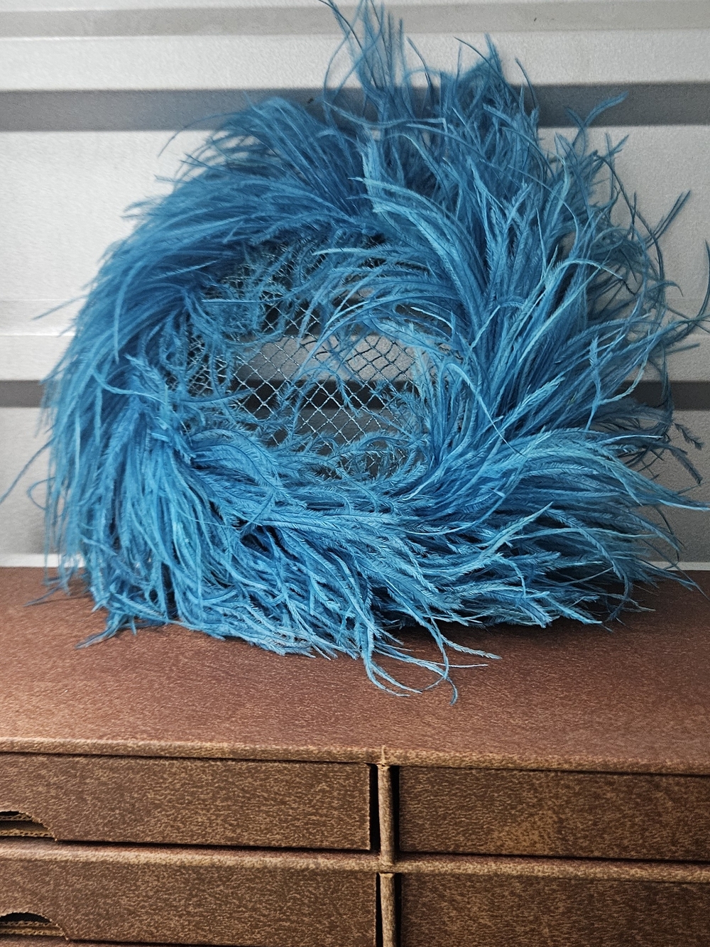 Vintage Turquoise Feather Hat Fascinator | B. Altman Fifth Avenue New York | Mid